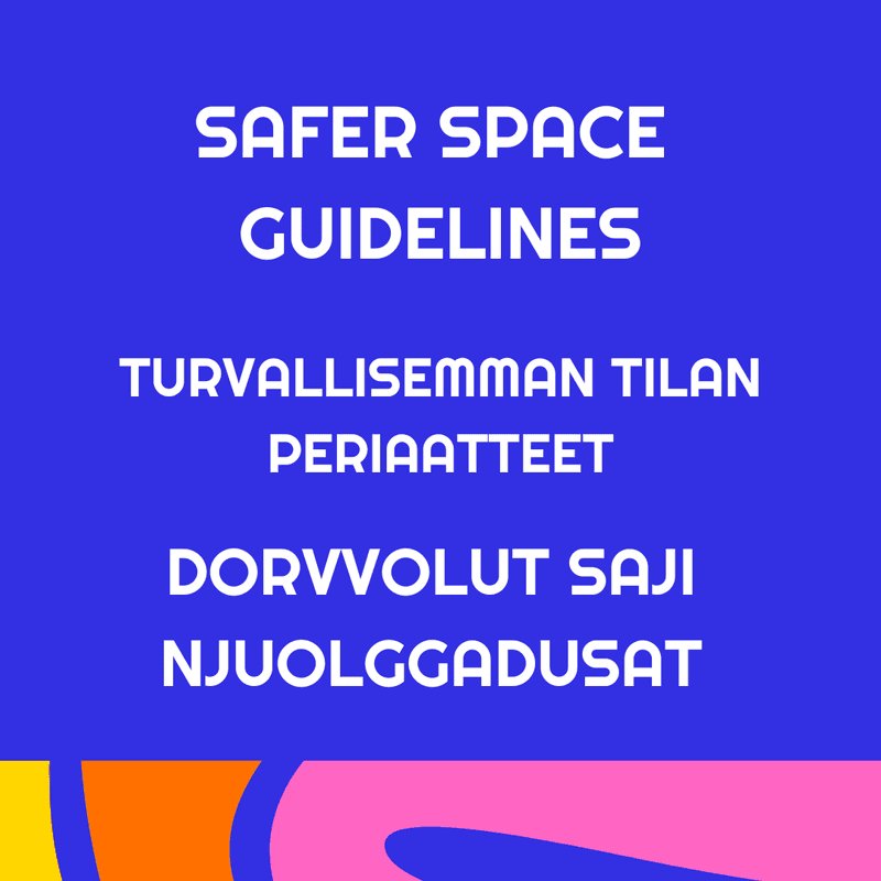 Blue background, white text: Safer space guidelines