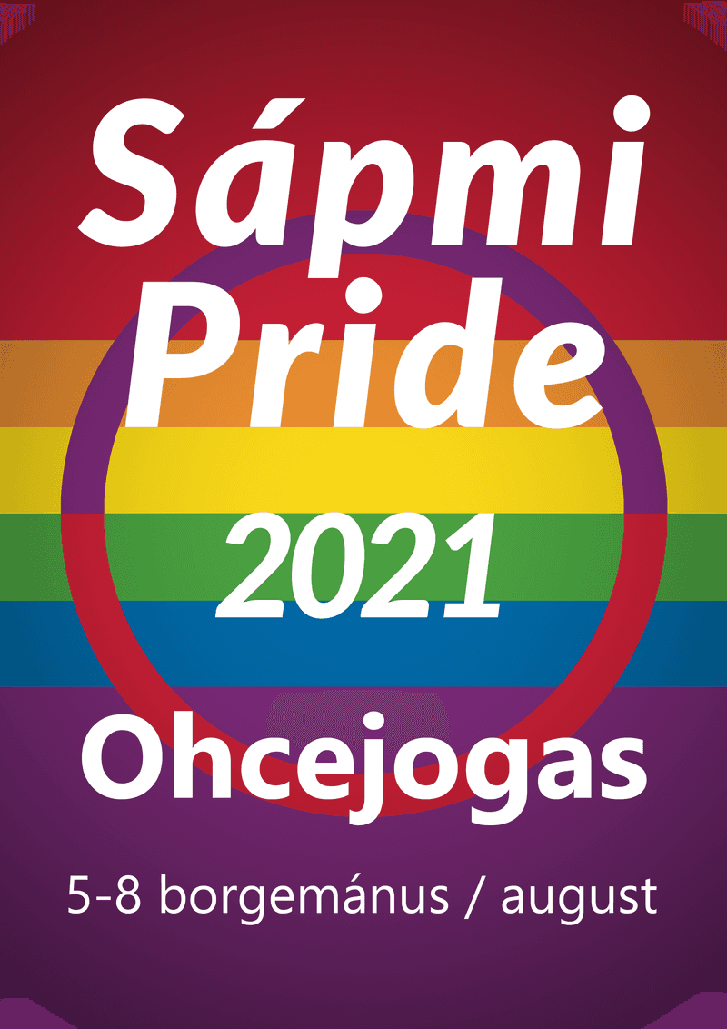 Poster announcing the date and time of Sápmi Pride 2021