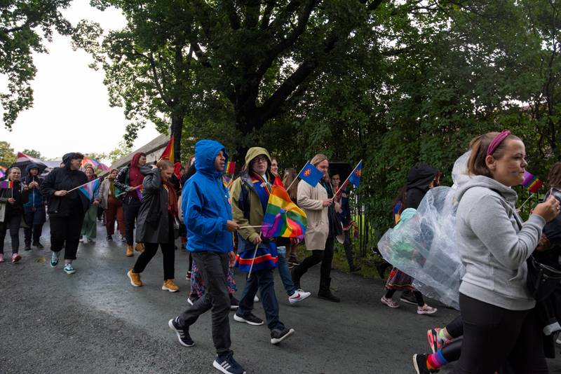 People walking in the Trondheim Pride parade